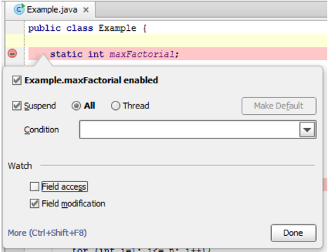 IntelliJ IDEA字段断点