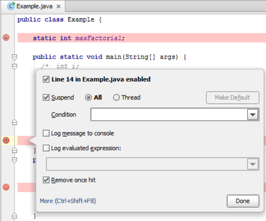 IntelliJ IDEA临时断点
