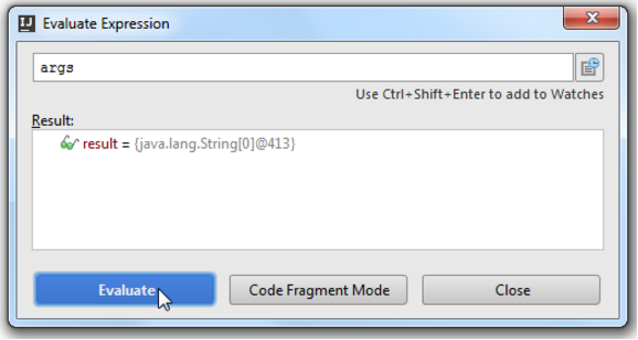 IntelliJ IDEA计算堆栈框架中的表达式或代码片段