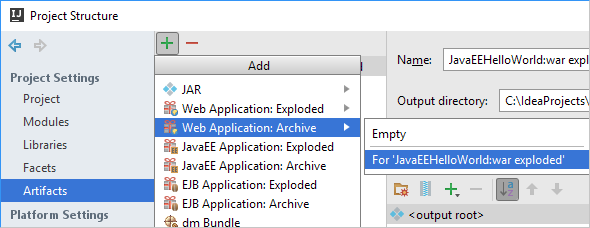 HWJEE034ProjectStructureNewArtifact