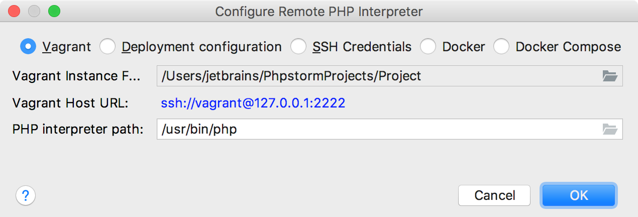 通过Vagrant对话框远程解释器