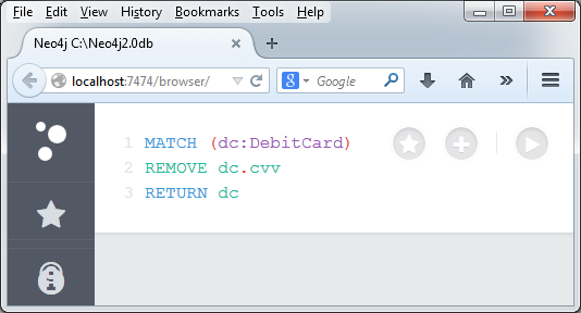 MATCH (dc:DebitCard)  REMOVE dc.cvv RETURN dc