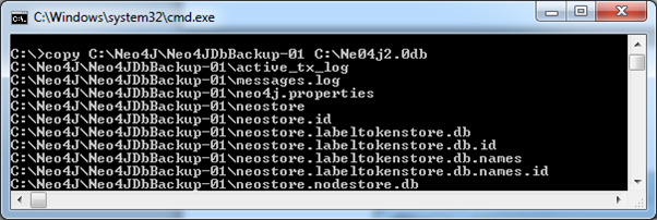 Copy C:Neo4jNeo4jDbBackup-01 C:Ne04j2.0db