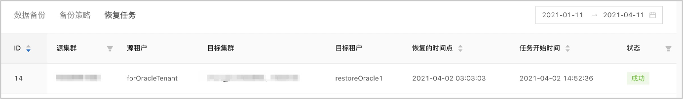 OceanBase查看恢复任务