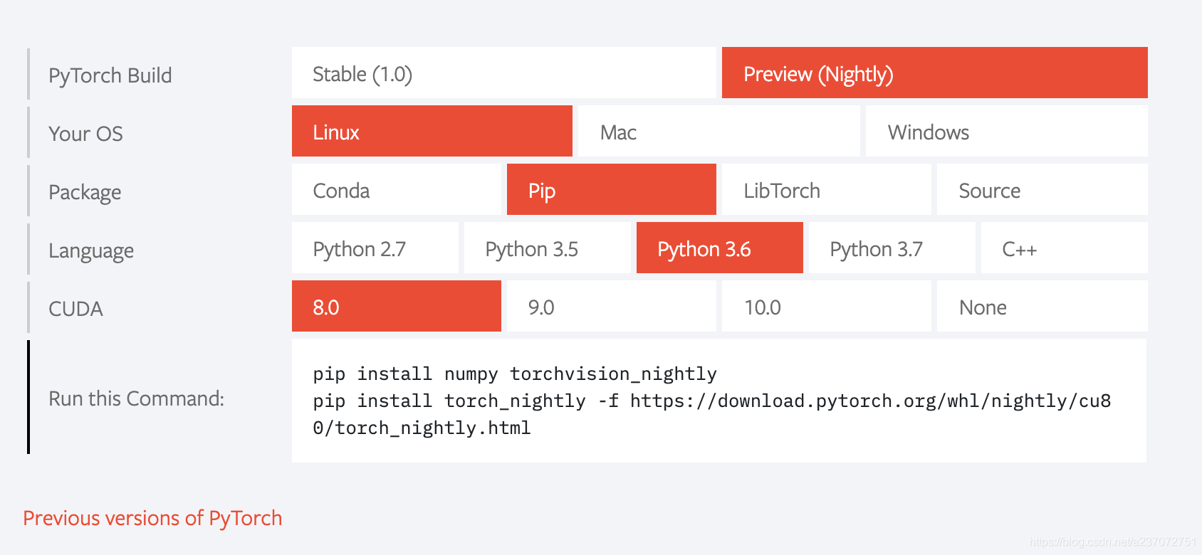 官网安装pytorch